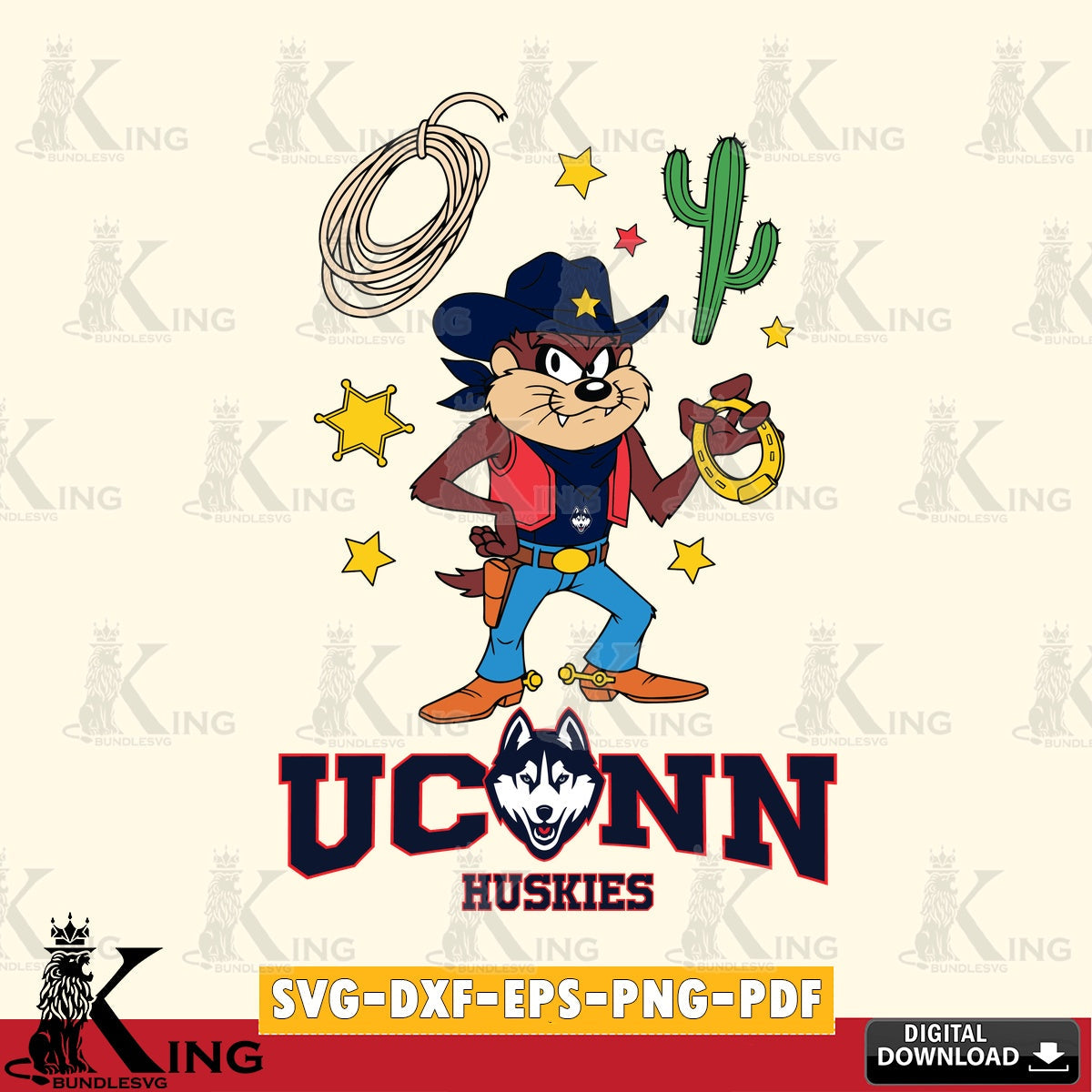 UConn Huskies Taz Cowboy Western SVG file, Cut file  , Digital Download , Instant Download, Taz svg, NCAA svg