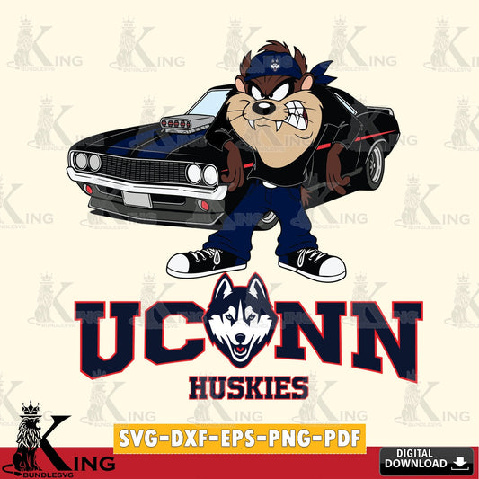 UConn Huskies Taz Racing Car SVG file, Cut file  , Digital Download , Instant Download, Taz svg, NCAA svg