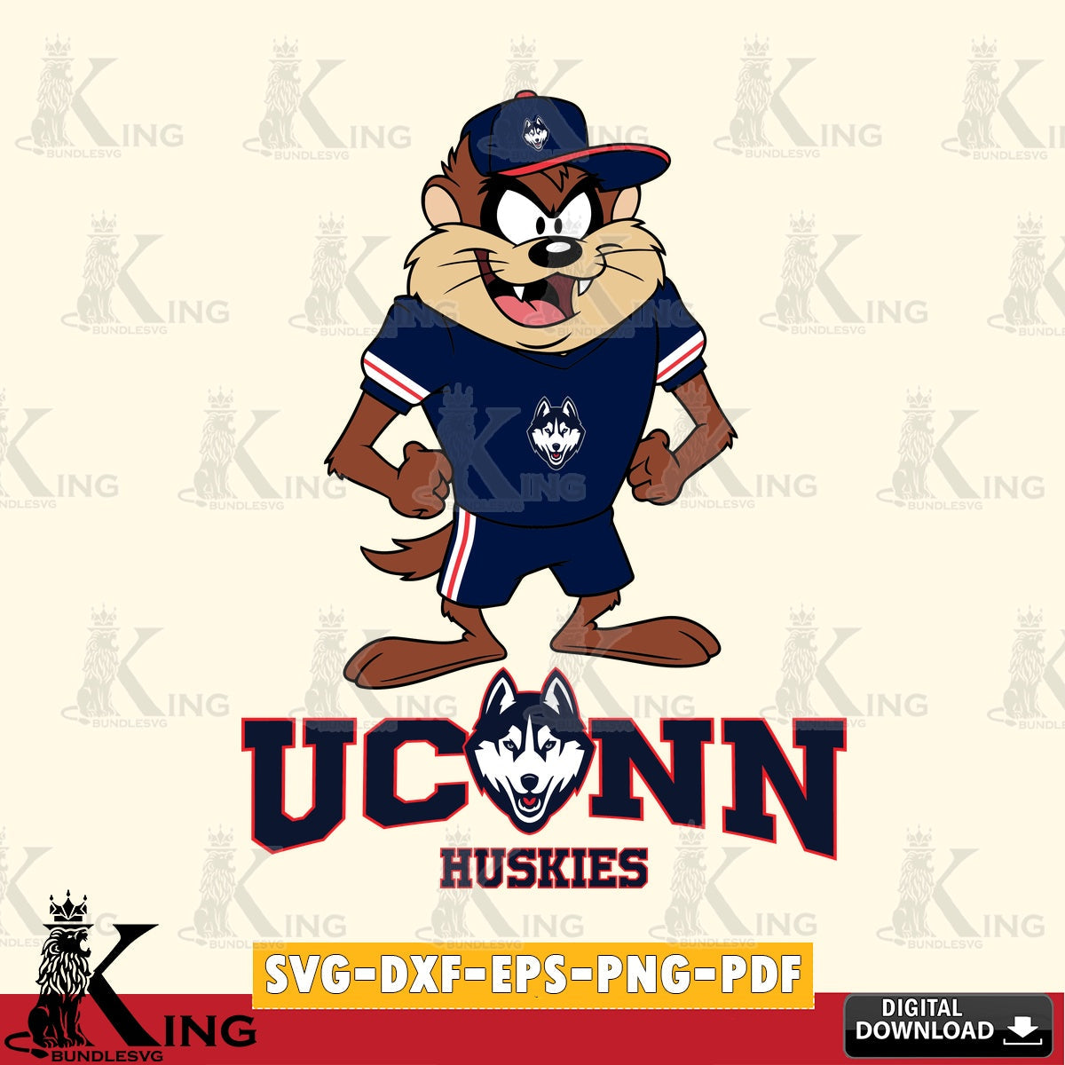 UConn Huskies Taz Standing Pose SVG file, Cut file  , Digital Download , Instant Download, Taz svg, NCAA svg