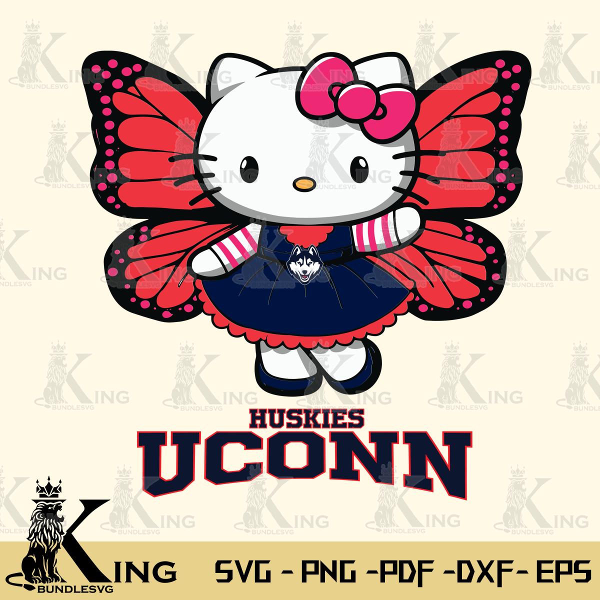 UConn Huskies Whimsical Kitty Wings Svg Eps Dxf Png File, Digital Download