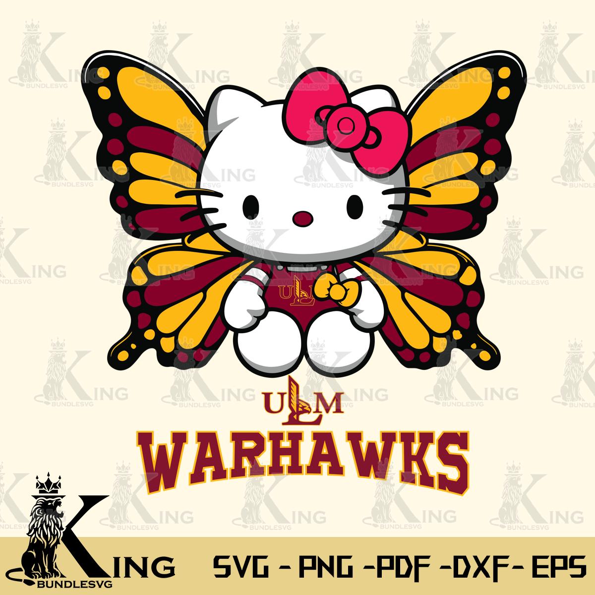 UL Monroe Warhawks Butterfly Kitty Delight Svg Eps Dxf Png File, Digital Download