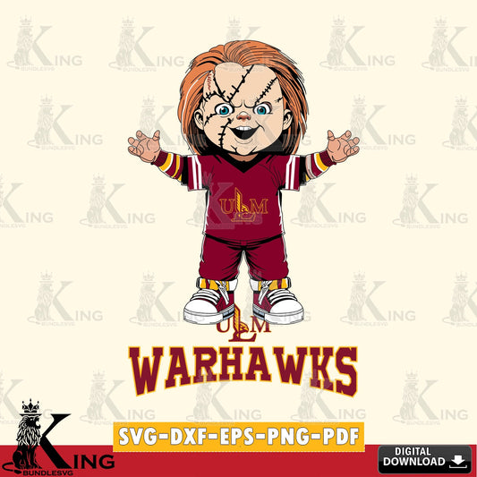 High-quality graphic of UL Monroe Warhawks Chucky Football for NCAA, SVG PNG files perfect for Cricut and Silhouette cutting