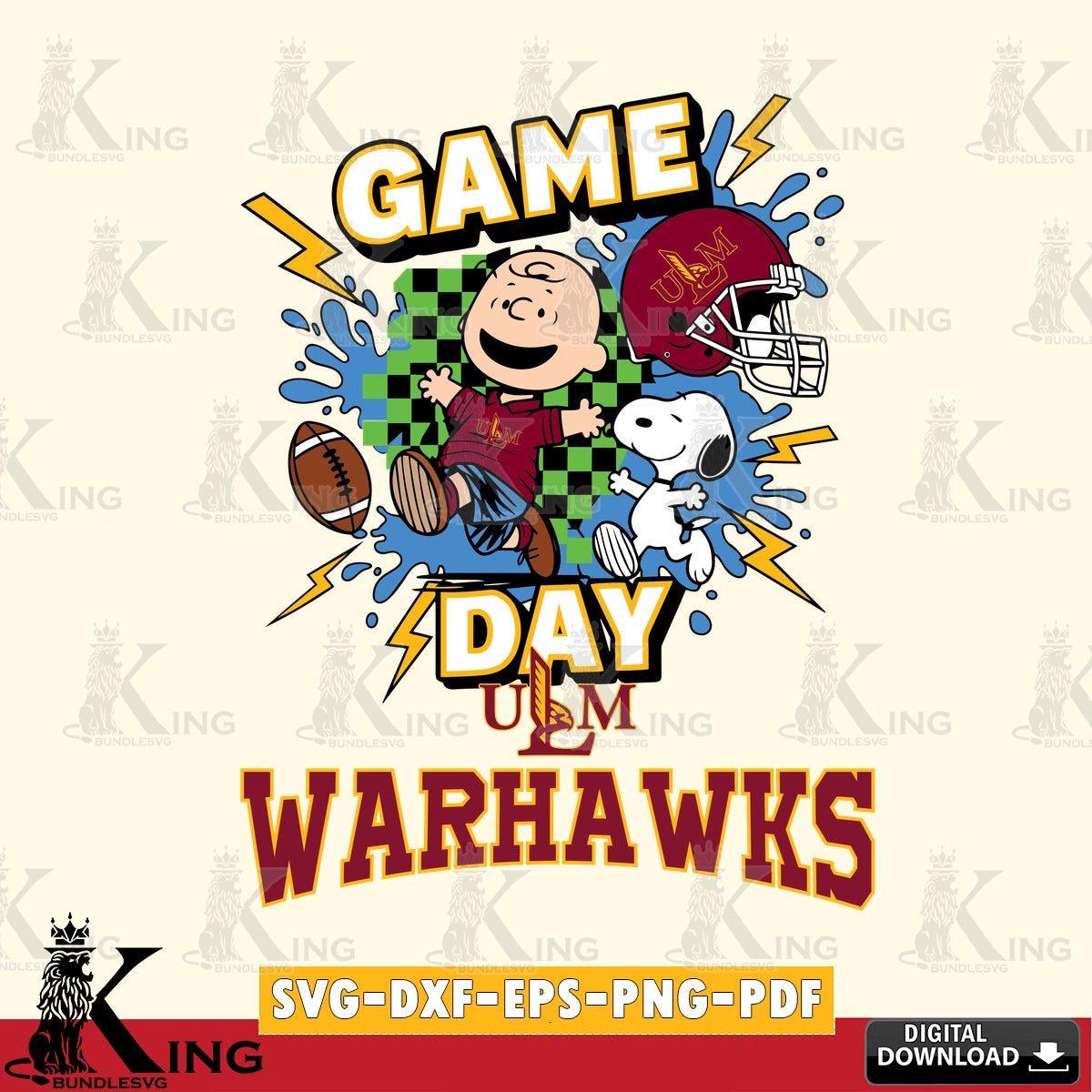 UL Monroe Warhawks Game Day Peanuts SVG, Cricut, Cut file  , Digital Download , Instant Download, Peanuts svg, NCAA svg, Football svg, Sport svg
