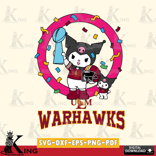UL Monroe Warhawks Kuromi Football Champion SVG file, Cricut, Cut file  , Digital Download , Instant Download, Sanrio svg, Clipart