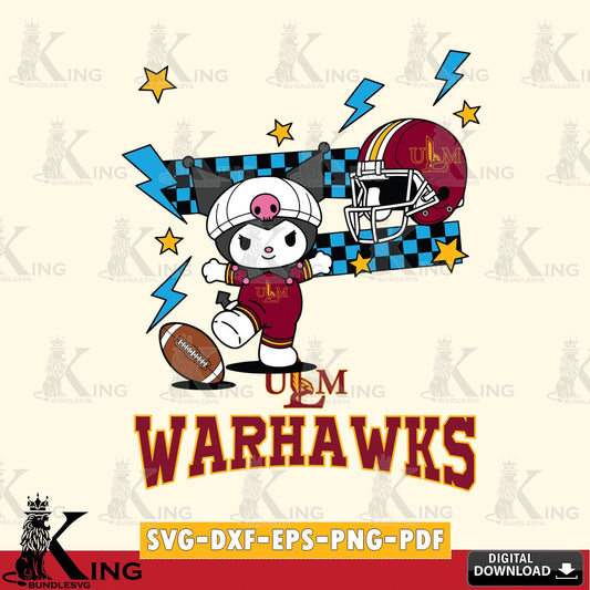 UL Monroe Warhawks Kuromi Game Day SVG file, Cricut, Cut file  , Digital Download , Instant Download, Sanrio svg, Clipart