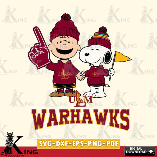 UL Monroe Warhawks Peanuts Fan Gear SVG, Cricut, Cut file  , Digital Download , Instant Download, Peanuts svg, NCAA svg, Football svg, Sport svg