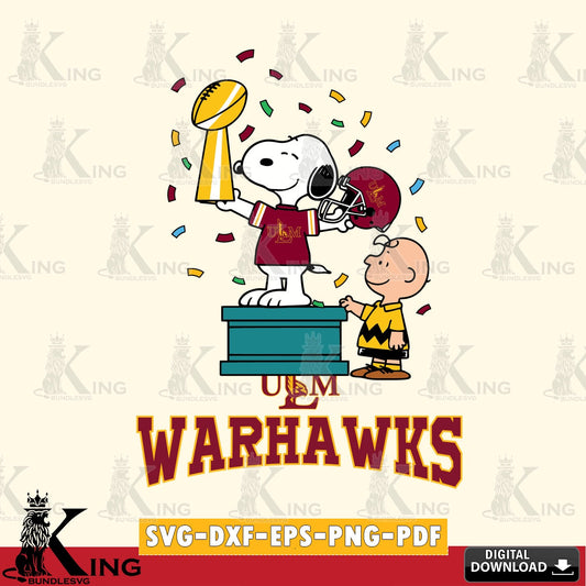 UL Monroe Warhawks Peanuts Winner SVG, Cricut, Cut file  , Digital Download , Instant Download, Peanuts svg, NCAA svg, Football svg, Sport svg