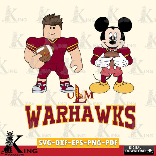 UL Monroe Warhawks Roblox & Mickey Football SVG file , NCAA Cricut,  File cut , Digital Download , PDF File
