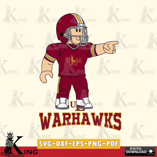 UL Monroe Warhawks Roblox Player Football SVG file , NCAA Cricut,  File cut , Digital Download , PDF File