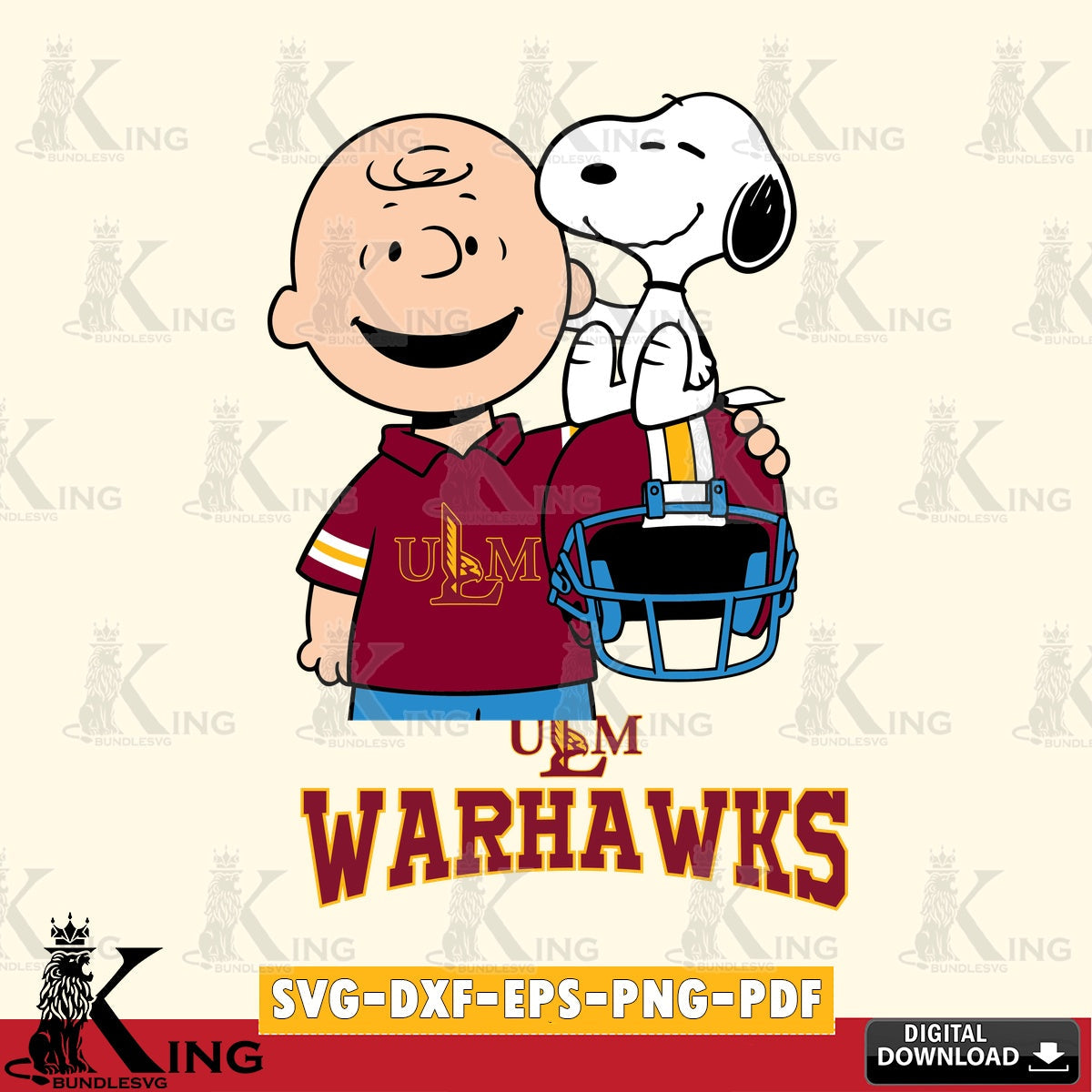 UL Monroe Warhawks Snoopy On Helmet SVG, Cricut, Cut file  , Digital Download , Instant Download, Peanuts svg, NCAA svg, Football svg, Sport svg