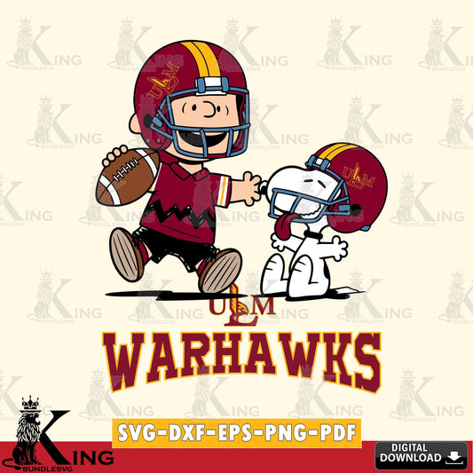UL Monroe Warhawks Snoopy and Peanut Fun SVG, Cricut, Cut file  , Digital Download , Instant Download, Peanuts svg, NCAA svg, Football svg, Sport svg