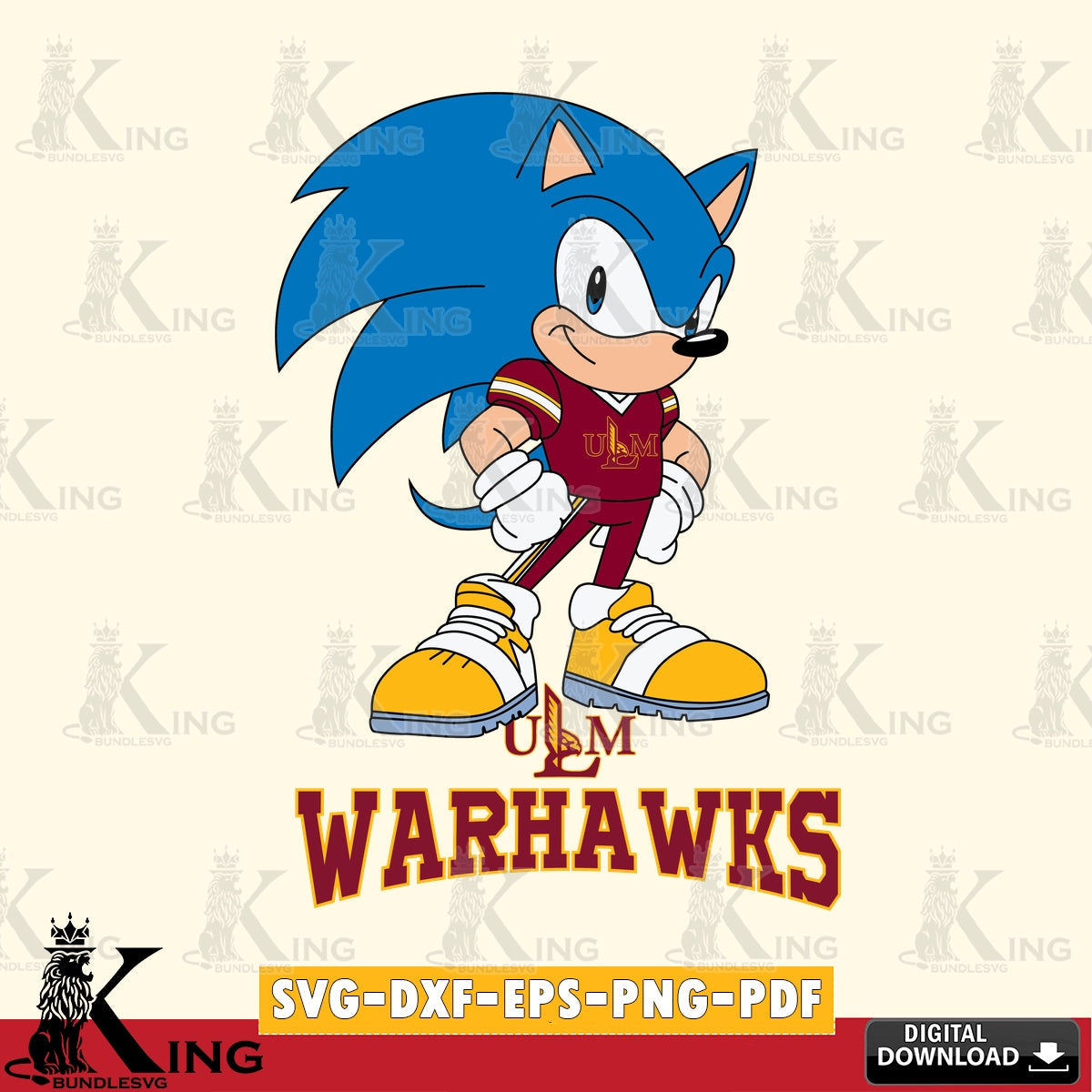 UL Monroe Warhawks Sonic Football Star Mascot SVG file, Vector , Digital Download , PDF File , Instant Download