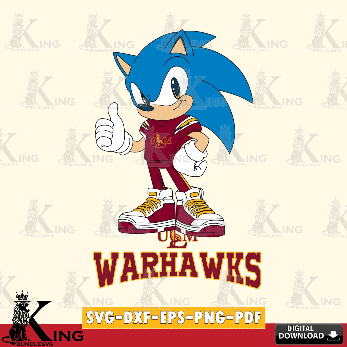 UL Monroe Warhawks Sonic Like Football SVG file, Vector , Digital Download , PDF File , Instant Download