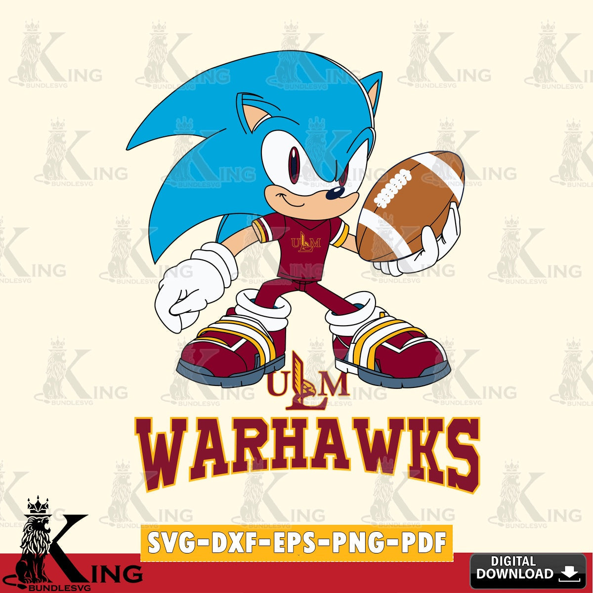 Custom design featuring UL Monroe Warhawks Sonic Rugby, vector illustration for POD merchandise and apparel