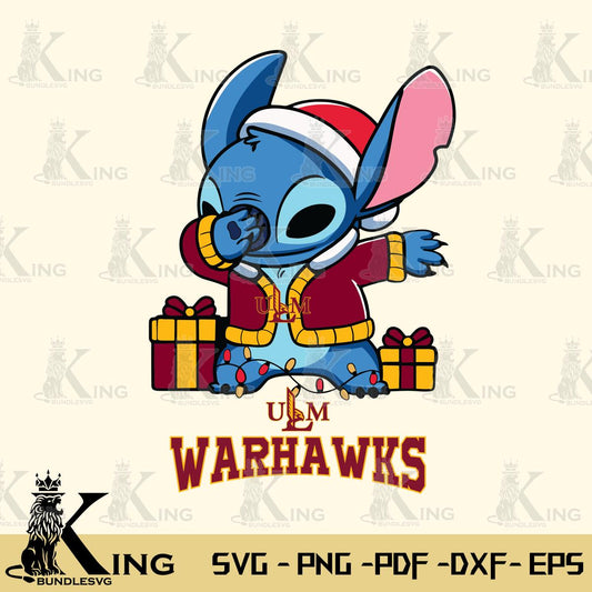 UL Monroe Warhawks Stitch Merry Christmas Svg Eps Dxf Png File, Digital Download