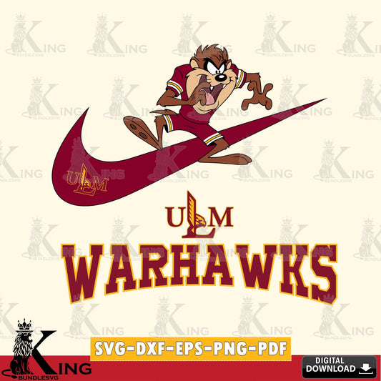 UL Monroe Warhawks Taz Football Nike SVG file, Cut file  , Digital Download , Instant Download, Taz svg, NCAA svg