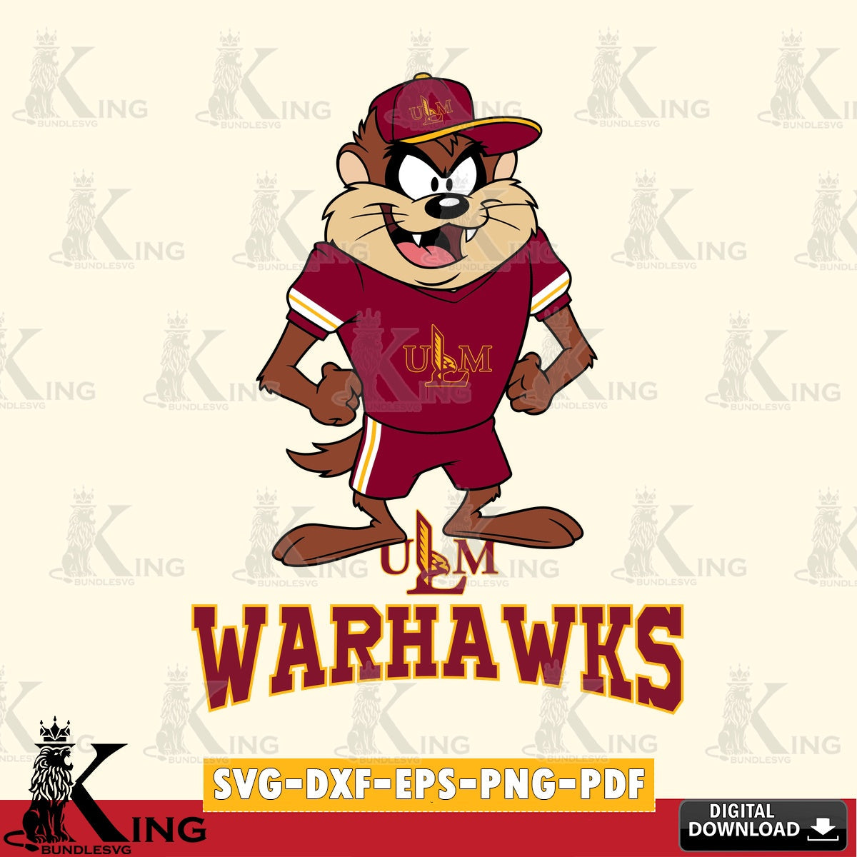 UL Monroe Warhawks Taz Standing Pose SVG file, Cut file  , Digital Download , Instant Download, Taz svg, NCAA svg