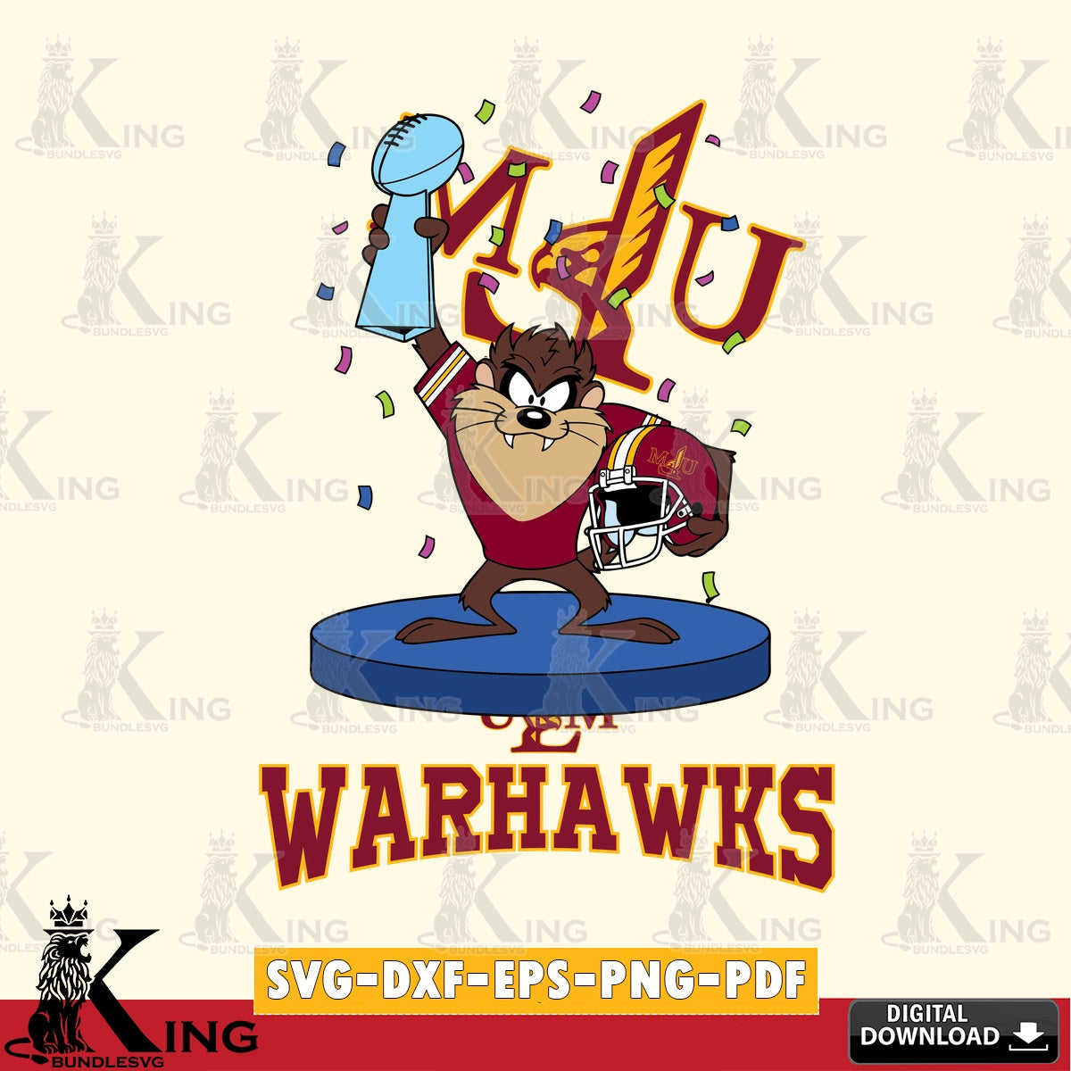 UL Monroe Warhawks Taz Trophy Podium SVG file, Cut file  , Digital Download , Instant Download, Taz svg, NCAA svg