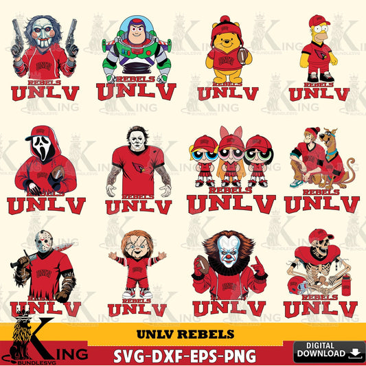 Complete bundle for UNLV Rebels cartoon football NCAA digital file for silhouette cameo and cricut projects