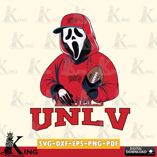 Detailed illustration of UNLV Rebels Ghostface Scream football player, a digital file for silhouette cameo and cricut projects