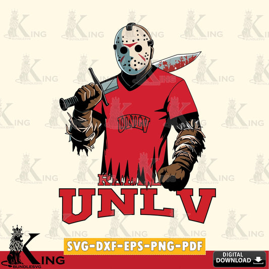 High-quality graphic of UNLV Rebels Jason Voorhees Football, NCAA File cut, SVG PNG design suitable for Glowforge and laser