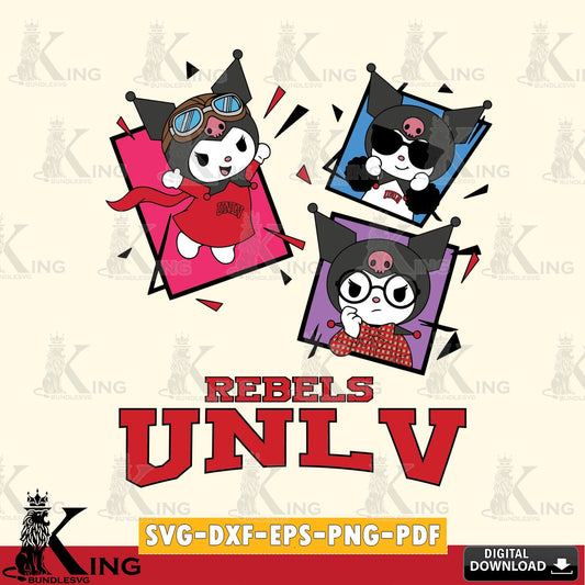 UNLV Rebels Kuromi Action Football SVG file, Cricut, Cut file  , Digital Download , Instant Download, Sanrio svg, Clipart