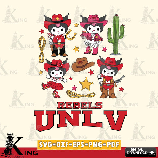 UNLV Rebels Kuromi Cowboy Western SVG file, Cricut, Cut file  , Digital Download , Instant Download, Sanrio svg, Clipart