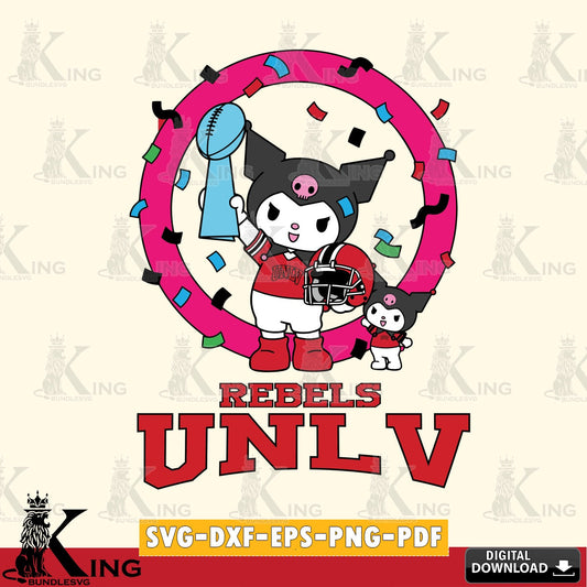 UNLV Rebels Kuromi Football Champion SVG file, Cricut, Cut file  , Digital Download , Instant Download, Sanrio svg, Clipart