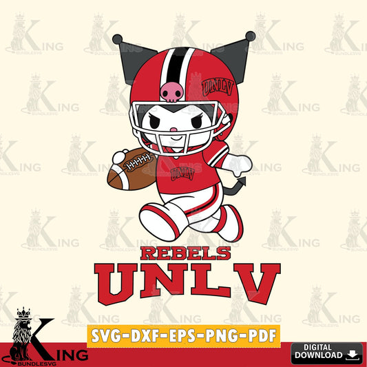 UNLV Rebels Kuromi Football Run SVG file, Cricut, Cut file  , Digital Download , Instant Download, Sanrio svg, Clipart