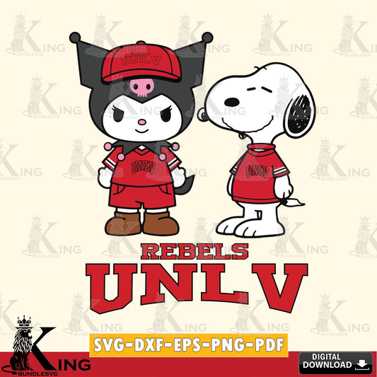 UNLV Rebels Kuromi Snoopy Football SVG file, Cricut, Cut file  , Digital Download , Instant Download, Sanrio svg, Clipart