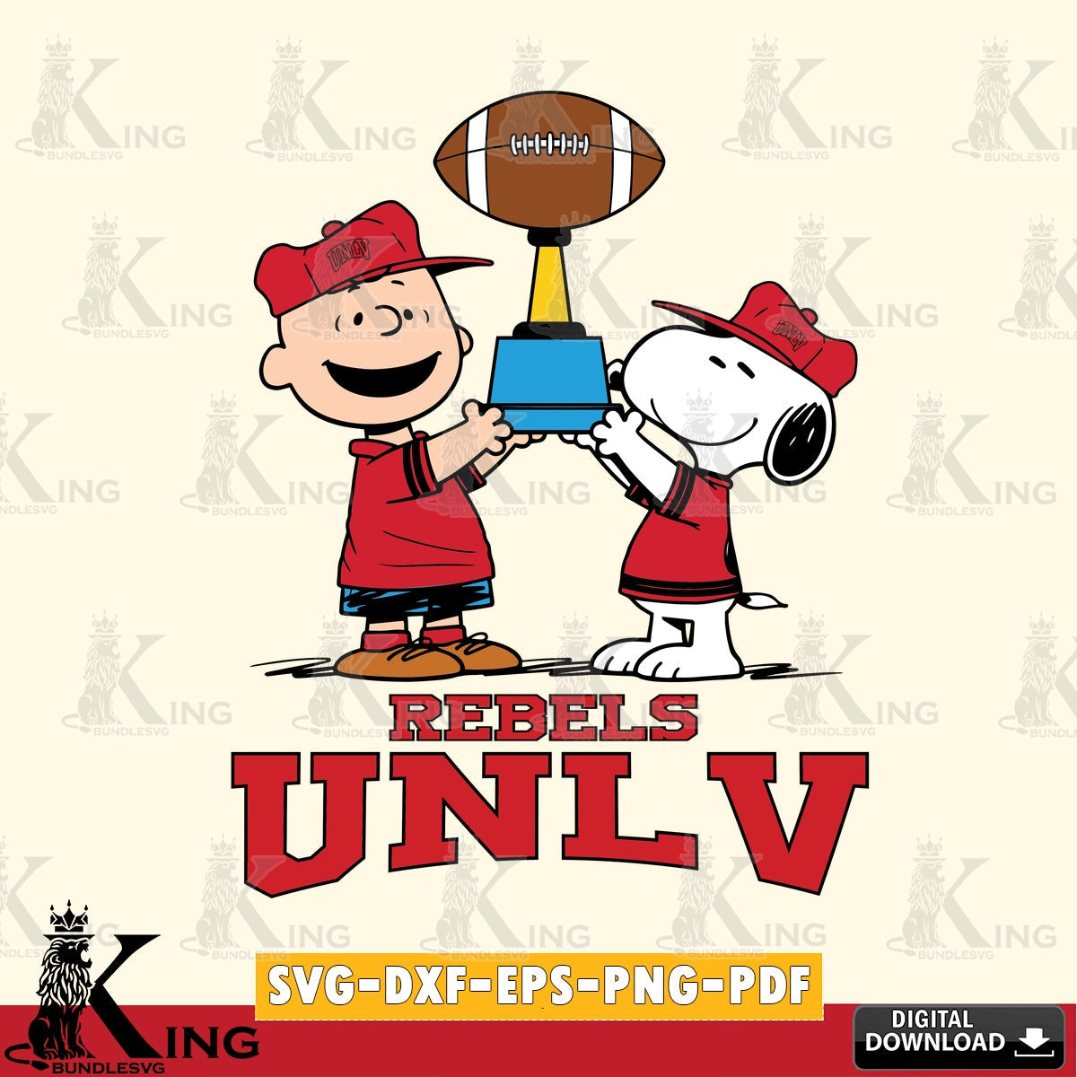 UNLV Rebels Peanuts Football Trophy SVG, Cricut, Cut file  , Digital Download , Instant Download, Peanuts svg, NCAA svg, Football svg, Sport svg