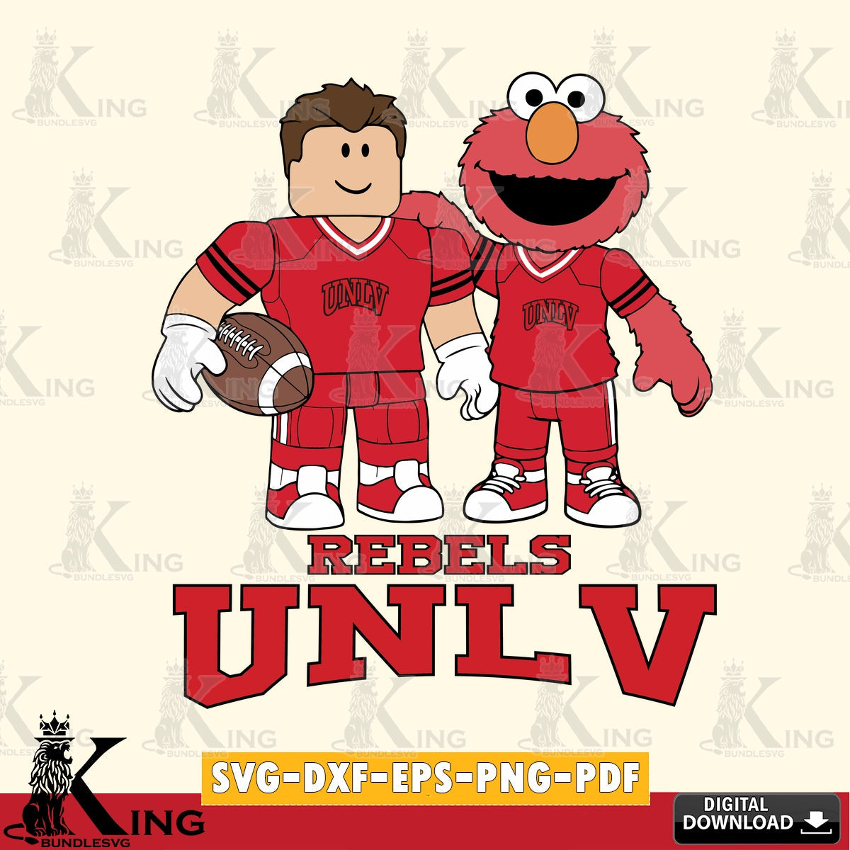 UNLV Rebels Roblox & Elmo Football SVG file , NCAA Cricut,  File cut , Digital Download , PDF File