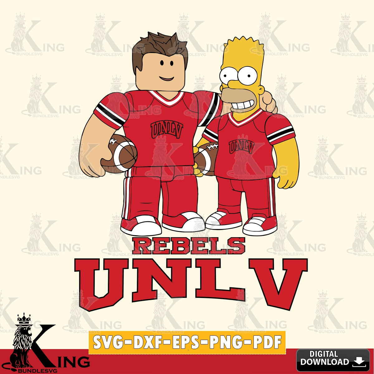 UNLV Rebels Roblox & Homer Simpson Football SVG file , NCAA Cricut,  File cut , Digital Download , PDF File