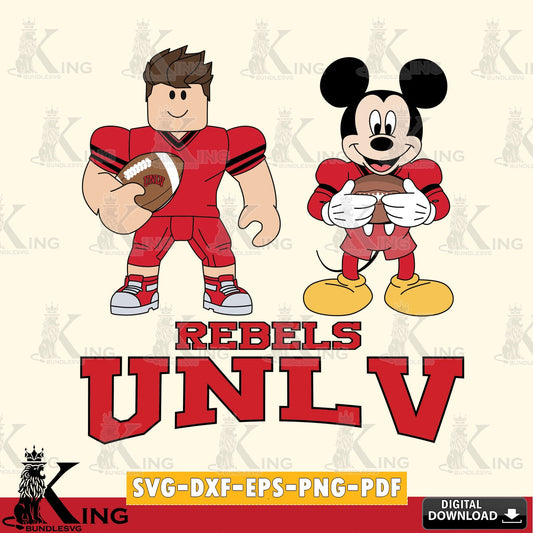UNLV Rebels Roblox & Mickey Football SVG file , NCAA Cricut,  File cut , Digital Download , PDF File
