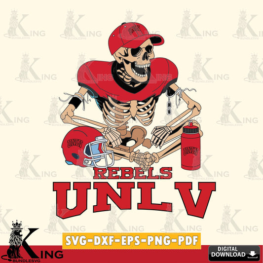 Unique artwork depicting a UNLV Rebels skeleton football player, a crafting file for iron-on transfer and vinyl decals.