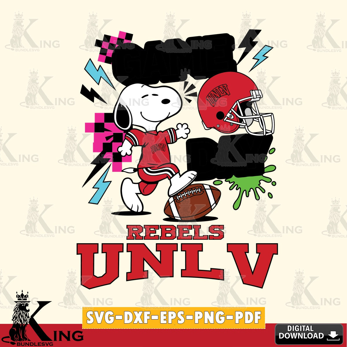 UNLV Rebels Snoopy Game day SVG, Cricut, Cut file  , Digital Download , Instant Download, Peanuts svg, NCAA svg, Football svg, Sport svg