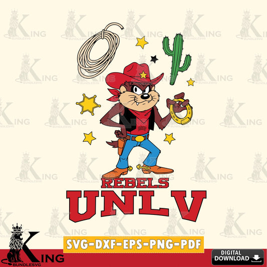 UNLV Rebels Taz Cowboy Western SVG file, Cut file  , Digital Download , Instant Download, Taz svg, NCAA svg
