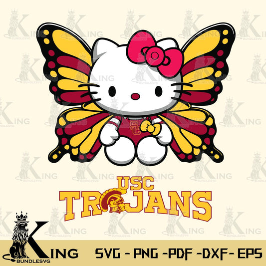USC Trojans Butterfly Kitty Delight Svg Eps Dxf Png File, Digital Download