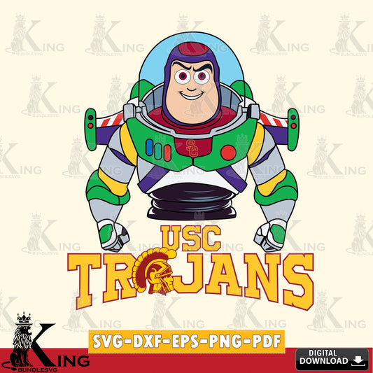 High-quality graphic of USC Trojans Buzz Lightyear Football, a vector illustration for POD merchandise and apparel