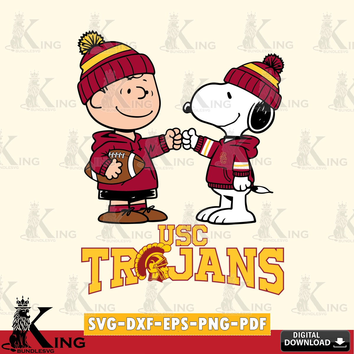 USC Trojans CharlieBrown Football Fist Bump SVG, Cricut, Cut file  , Digital Download , Instant Download, Peanuts svg, NCAA svg, Football svg, Sport svg