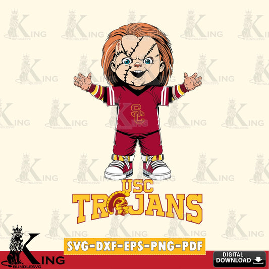 Creative design featuring a USC Trojans Chucky Football NCAA file cut, a digital download for Cricut Maker and paper crafts.