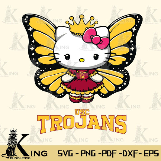 USC Trojans Kitty Wings & Flowers Svg Eps Dxf Png File, Digital Download
