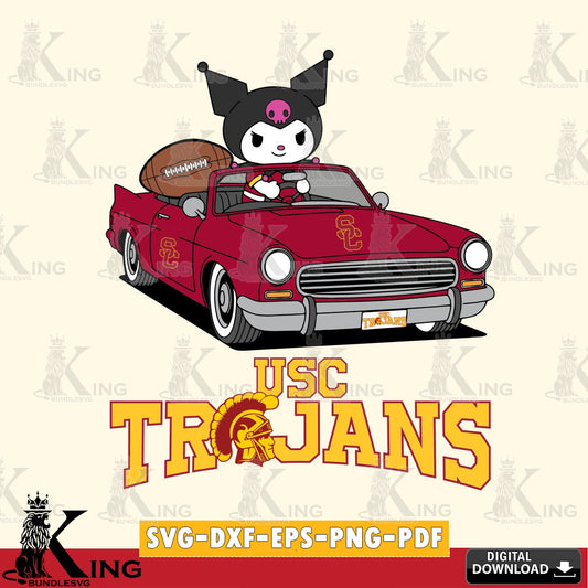 USC Trojans Kuromi Car Football Game SVG file, Cricut, Cut file  , Digital Download , Instant Download, Sanrio svg, Clipart