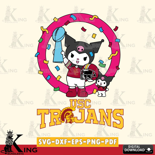 USC Trojans Kuromi Football Champion SVG file, Cricut, Cut file  , Digital Download , Instant Download, Sanrio svg, Clipart