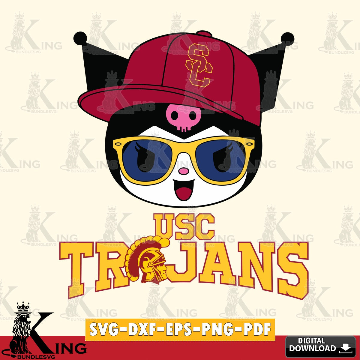 USC Trojans Kuromi Football Cool SVG file, Cricut, Cut file  , Digital Download , Instant Download, Sanrio svg, Clipart