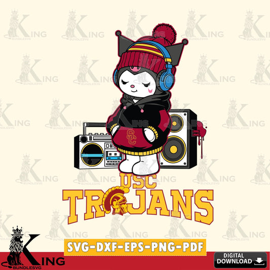 USC Trojans Kuromi Football Music SVG file, Cricut, Cut file  , Digital Download , Instant Download, Sanrio svg, Clipart
