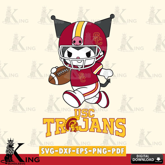 USC Trojans Kuromi Football Run SVG file, Cricut, Cut file  , Digital Download , Instant Download, Sanrio svg, Clipart