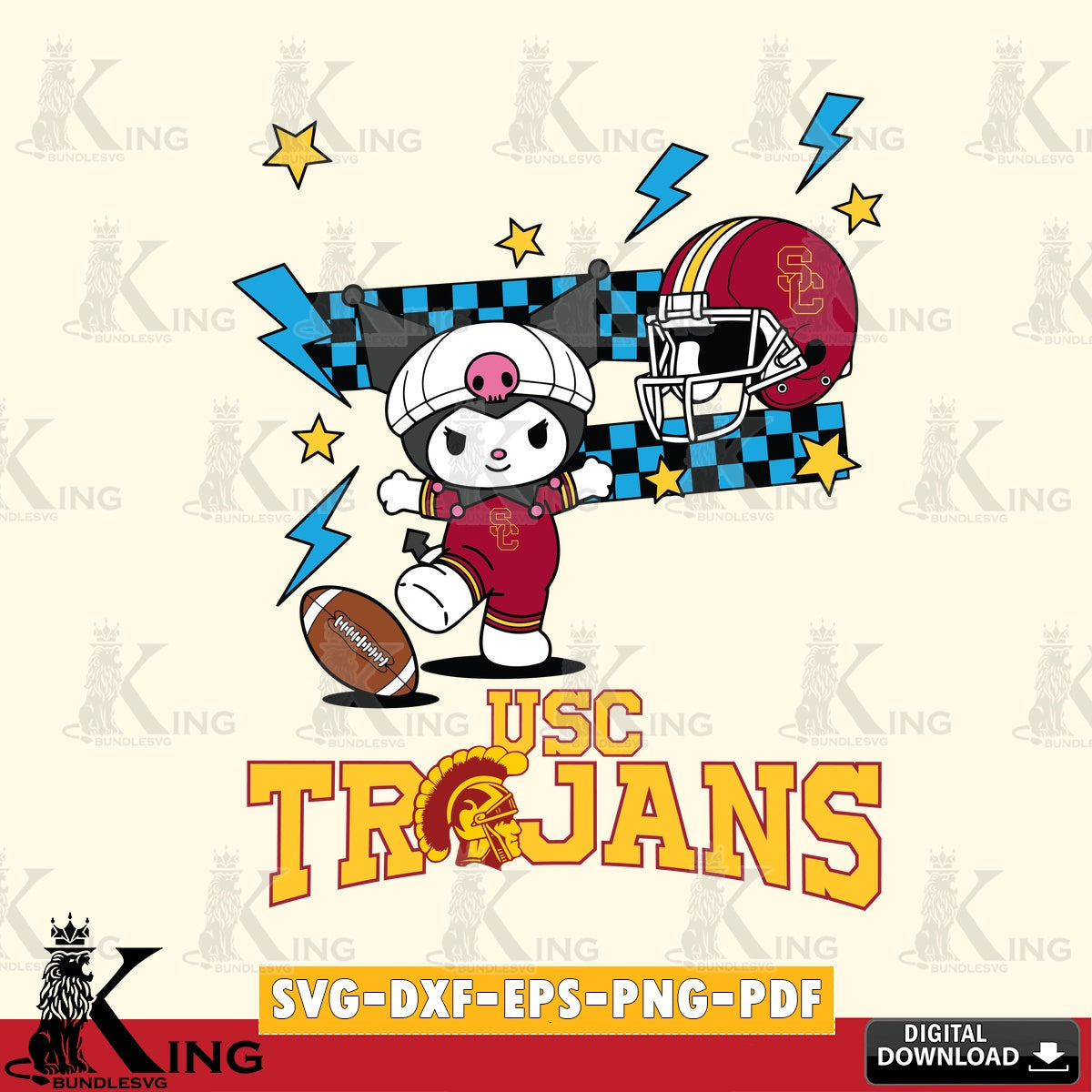 USC Trojans Kuromi Game Day SVG file, Cricut, Cut file  , Digital Download , Instant Download, Sanrio svg, Clipart