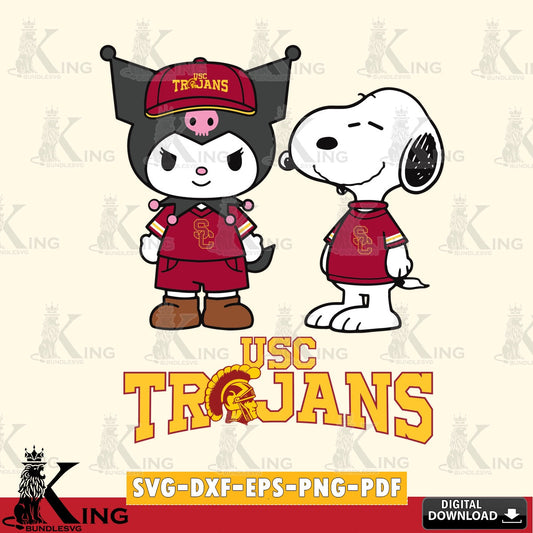 USC Trojans Kuromi Snoopy Football SVG file, Cricut, Cut file  , Digital Download , Instant Download, Sanrio svg, Clipart