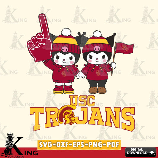 USC Trojans Kuromi rugby Fan SVG file, Cricut, Cut file  , Digital Download , Instant Download, Sanrio svg, Clipart